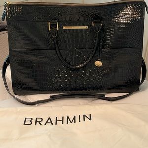 Brahmin ALL CROC LEATHER. Beautiful travel bag, large 20” wide x 13” tall.